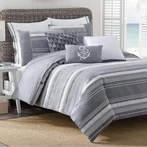 Merryfeel 3 pc blue gray white Duvet cover Queen 100% cotton stripe New!